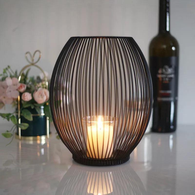 Grated Round Iron Candle Holder