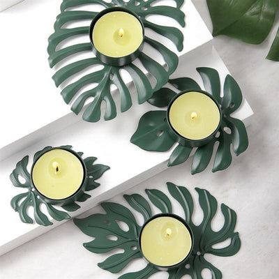 Wrought Iron Monstera Leaf Tealight Candle Holders