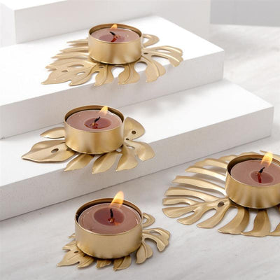 Wrought Iron Monstera Leaf Tealight Candle Holders