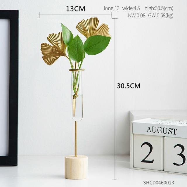 Gold Flora Metal and Glass Test Tube Propagation Vase