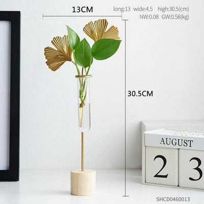 Gold Flora Metal and Glass Test Tube Propagation Vase