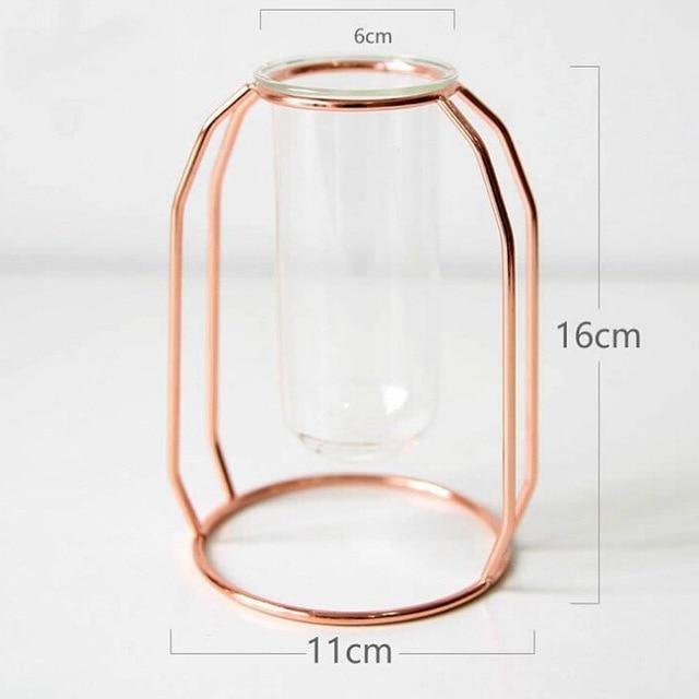 Geometric Floating Iron and Glass Propagation Vase