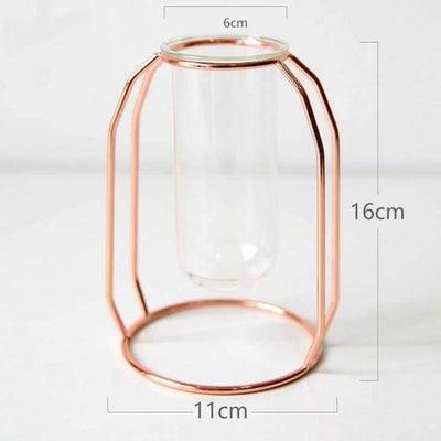 Geometric Floating Iron and Glass Propagation Vase
