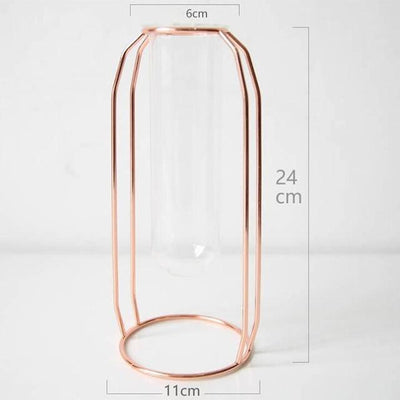 Geometric Floating Iron and Glass Propagation Vase