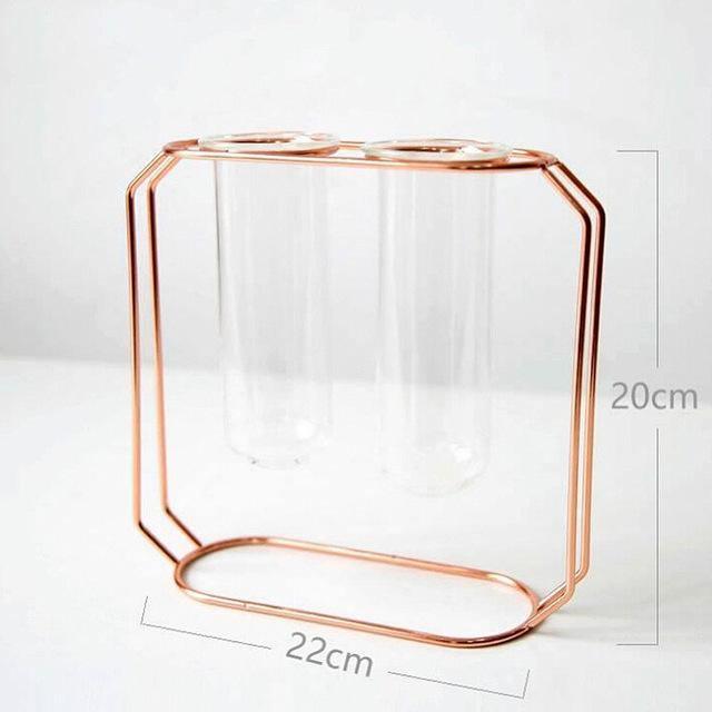 Geometric Floating Iron and Glass Propagation Vase