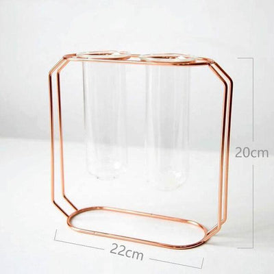 Geometric Floating Iron and Glass Propagation Vase