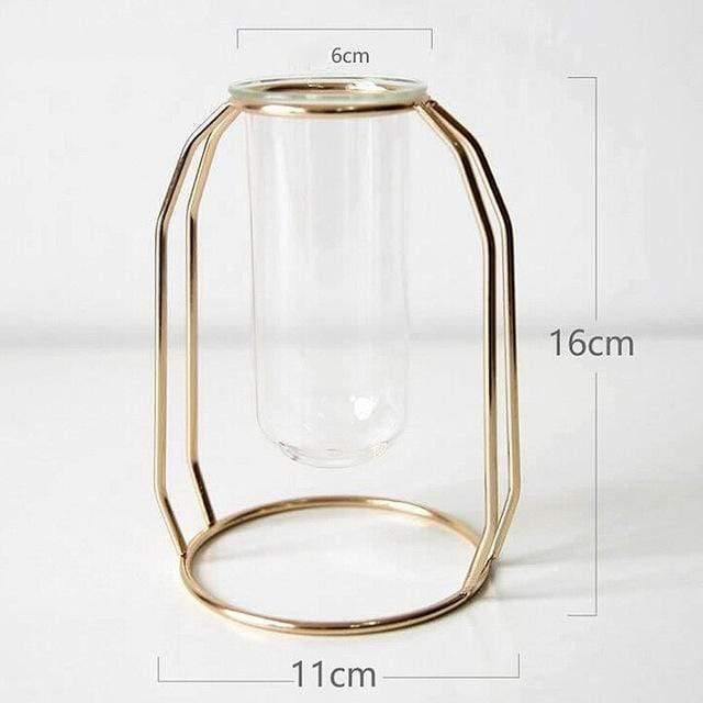 Geometric Floating Iron and Glass Propagation Vase