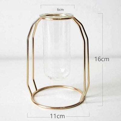 Geometric Floating Iron and Glass Propagation Vase