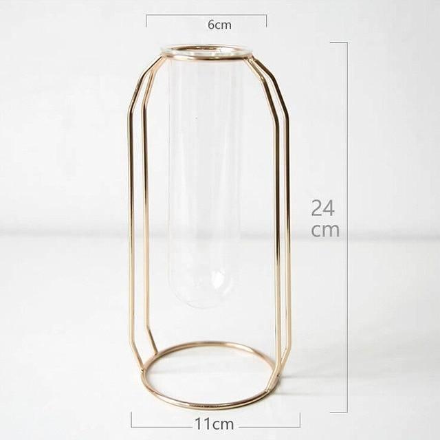 Geometric Floating Iron and Glass Propagation Vase