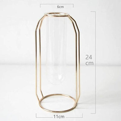 Geometric Floating Iron and Glass Propagation Vase