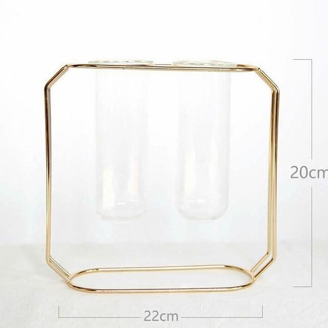 Geometric Floating Iron and Glass Propagation Vase