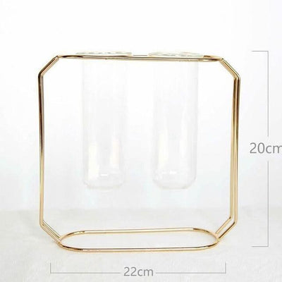 Geometric Floating Iron and Glass Propagation Vase